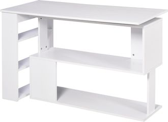 HOMCOM Scrivania Angolare Con 5 Ripiani 120x100x74.5cm Bianco - Homcom