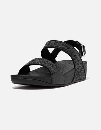 FitFlop Womens Fitflop Lulu Glitter Polyurethane Womens Black Glitter Sandals - Size: 4