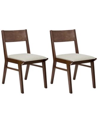 Beliani Conjunto de 2 sillas de comedor madera marr&oacute;n beige claro