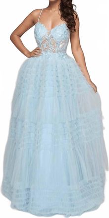 Nina Canacci Formal Prom Ruffle Dress In Sky Blue