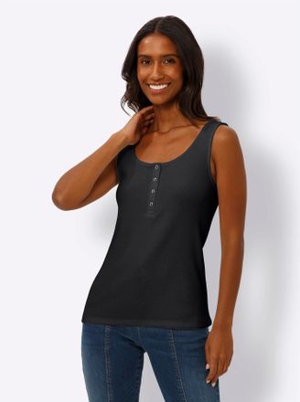 Heine Shirttop HEINE, Damen, Gr. 34, schwarz, 95% Baumwolle, 5% Elasthan, unifarben, Rundhals, Tops Shirttop