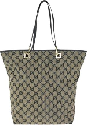 Gucci Pre-owned GG Canvas Tote Bag - Dames - Vintage Shopper - Beige - ONE Size - Leer - Vintage