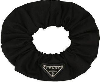 Prada Ruffled Triangle-plaque Scrunchie