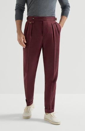 Brunello Cucinelli Linen and virgin wool trousers in Cherry at Nordstrom, Size 50 It