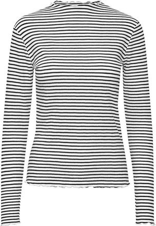 Karen by Simonsen Gestreepte longsleeve top Egret/Meteorite - Dames - Longsleeves - Veelkleurig - S - Tops