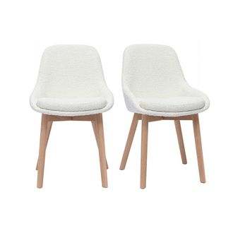 Miliboo Miliboo - Set De 2 Sillas N&oacute;rdicas De Borreguillo Blanco Y Madera Clara Maciza Holo