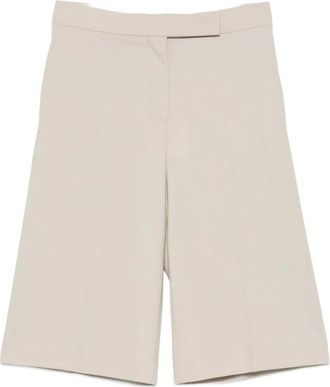 Max Mara Lange Shorts - Dames - Korte Broeken - Beige - 2XS - Leer - Korte Broeken