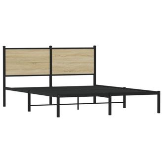 vidaXL Estructura De Cama Sin Colch&oacute;n Metal Roble Sonoma 140x190 Cm Vidaxl