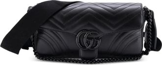 Gucci GG Marmont Monochrome Flap Bag Matelasse Leather Medium crossbody bag - Zwart