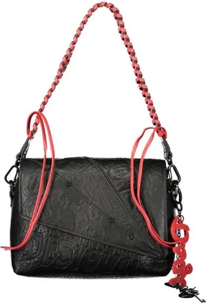 Desigual Textured Logo Crossbody Bag - Dames - Tassen - Zwart - Maat: ONE Size Poliester