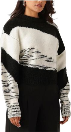 Another Label Truien & Vesten, Dames, Zwart, XL, Kleurrijke Gebreide Trui voor de Herfst