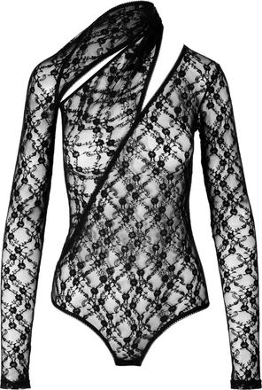 Ioana Ciolacu Body asimmetrico Broderick con inserti in pizzo - Nero