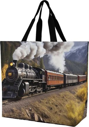 Generic Steam Locomotive Train Handbag Waterproof Tote Bag Large Capacity Handbags For Work Beach College