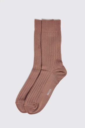 Moss Dusty Pink Fine Ribbed Socks