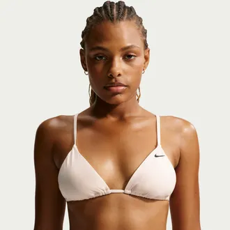 Nike Womens Swim Effortless Essential Triangle Bikini Top in White | NESSF239-108
