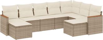 vidaXL Set De Sof&aacute;s De Jard&iacute;n 9 Pzas Con Cojines Rat&aacute;n Sint&eacute;tico Beige Vidaxl