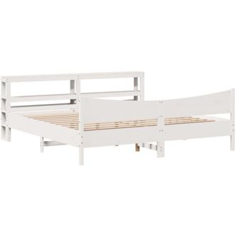 vidaXL Vidaxl - Estructura Cama Cabecero Madera Maciza Pino Blanco 180x200 Cm