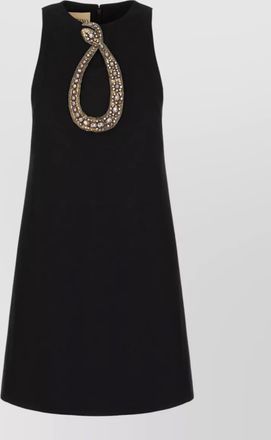 Valentino Garavani wool blend dress embellished neckline sleeveless