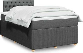 vidaXL Cama Box Spring Con Colch&oacute;n Tela Gris Oscuro 120x190 Cm Vidaxl
