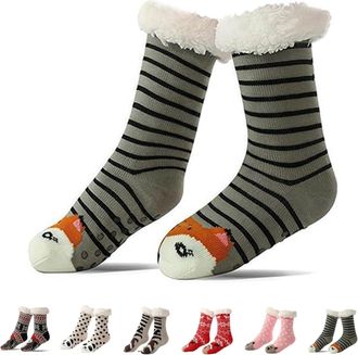 Generic Cute Animal Ultra-Thick Slipper Home Socks, Soft Cashmere Lining Non Slip Soft Cozy Plush Socks for Women (Style 6)