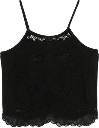 Twinset Camisole met kanten rand - Dames - Tops zonder mouwen - Zwart - L - Katoen - Tops