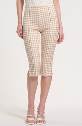 Isaac Mizrahi New York Print Ponte Capris in Beige/White at Nordstrom, Size X-Small