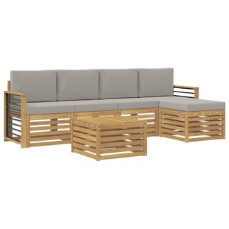 vidaXL Conjunto De Sof&aacute;s De Exterior 6 Pcs Blanco Y Gris Claro Vidaxl