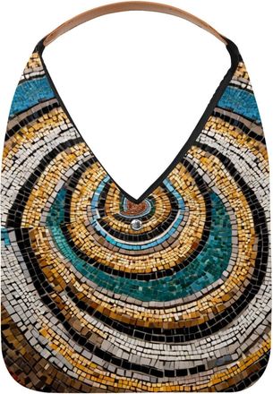 Generic Mosaic Spiral Pattern Reusable Lightweight Grocery Bags - Foldable Into Compact Pouch, Washable & Sturdy, Multipurpose for Shopping and Travel