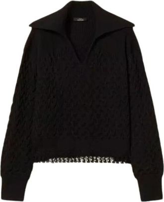 Twinset Actitude V-neck Trui - Dames - V-hals truien - Zwart - S - Polyester - Truien & Vesten
