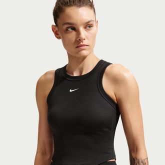 Nike Womens One Fitted Dri-FIT Cropped Tank Top in Black | FN2806-011