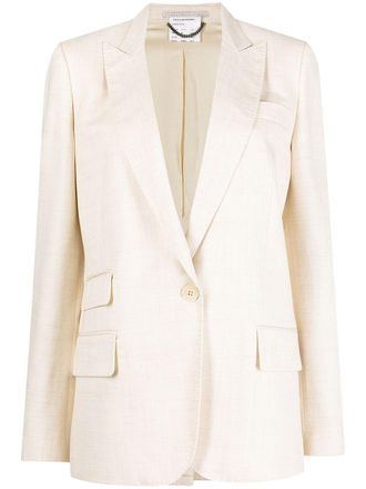 Stella McCartney single-breasted peak-lapel blazer - women - Cotton - 36 - Neutrals