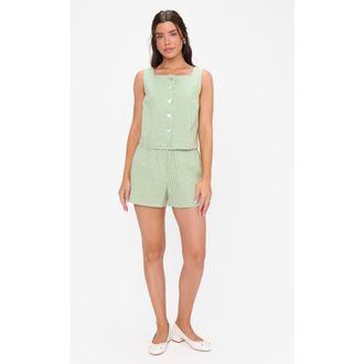Show me your Mumu Maren Shorts in Field Green Gingham at Nordstrom, Size X-Small