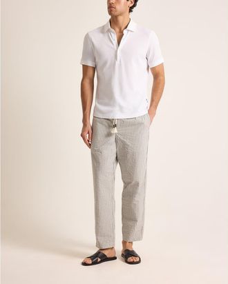 Orlebar Brown Bruno Pique Classic Fit Pique Polo in White at Nordstrom, Size Medium