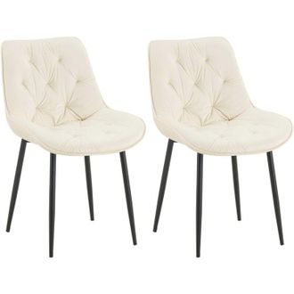 Clp Set di 2 sedie da pranzo in velluto Wallace crema