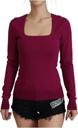 Dolce & Gabbana Logo Square Neck Sweater - Dames - Sweatshirts - Veelkleurig - S - Polyester - Hoodies & sweatvesten