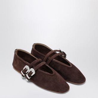 Le Monde Beryl Brown Suede Claudia Ballet Flats