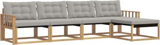 vidaXL Conjunto De Sof&aacute;s De Exterior 5 Uds. Blanco Y Gris Claro Vidaxl
