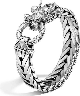 John Hardy Naga Silver 15 x 7mm Large Rectangular Chain Bracelet - BM65210XUXL