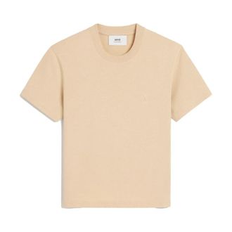 Ami T-Shirts, male, Beige, Size: L Embossed T-Shirt in Beige