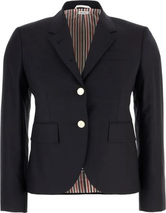 Thom Browne Twill High Armhole Sport Coat - Dames - Blazers - Blauw - M - Wol - Jassen