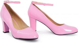 Generic Womens Ladies Block Heels Ankle Strap Court Shoes Work Evening Girls Pumps UK Sizes (Pink Patent, UK Footwear Size System, Adult, Women, Numeric, Medi