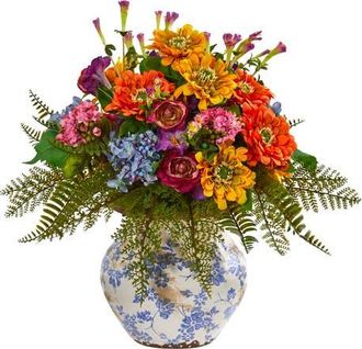 Nearly Natural 15-in Mixed Floral Artificial Arrangement in Floral Vase at Nordstrom