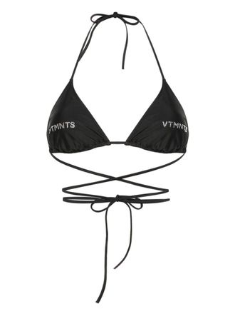 VTMNTS Top bikini con decorazione di strass - Nero