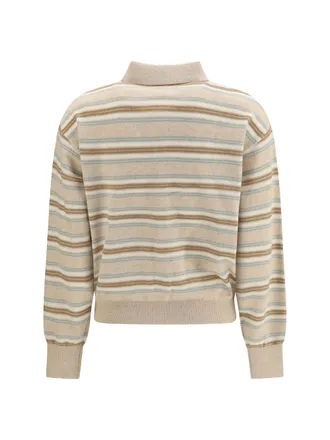 Guest In Residence Striped Knit Polo Sweater - Beige