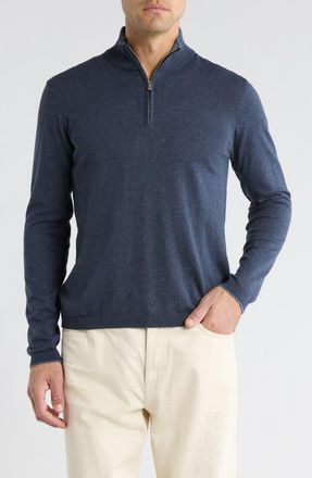 Jack Victor Daniel Quarter-Zip Cotton Sweater in Washed Navy at Nordstrom, Size Xx-Large