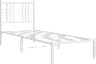 vidaXL Estructura Cama Sin Colch&oacute;n Con Cabecero Metal Blanco 75x190 Cm Vidaxl