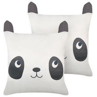 Beliani Beliani - Conjunto De 2 Cojines Decorativos Para Habitaci&oacute;n Infantil Motivo Panda Con Orejas Funda De Algod&oacute;n Blanco Y Negro Pandapaw
