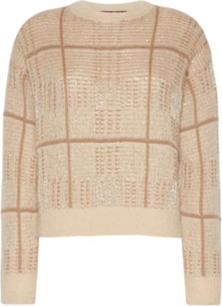 Max Mara Ronde hals gebreid - Dames - Ronde hals truien - Beige - L - Wol - Truien & Vesten