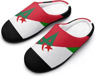 Generic Morocco And Western Sahara Flag Funny Mens Cotton Slippers Soft Non-Slip Rubber Sole House Slipper Indoor Outdoor