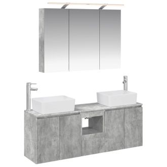vidaXL Juego De Muebles De Ba&ntilde;o 4 Pcs Gris Hormig&oacute;n Vidaxl
